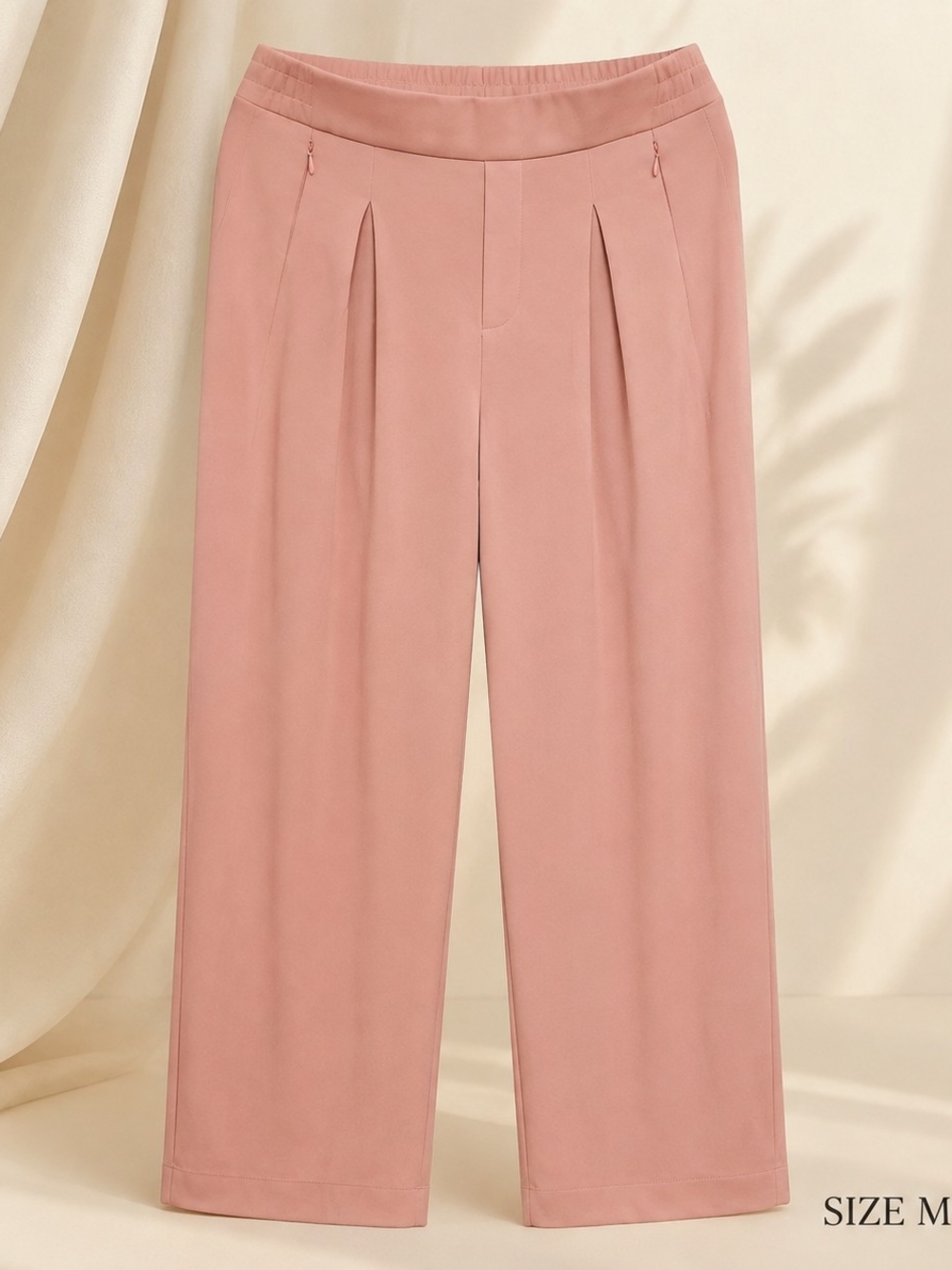 HALARA Pleated Wide-Leg Trousers in Dusty Pink
